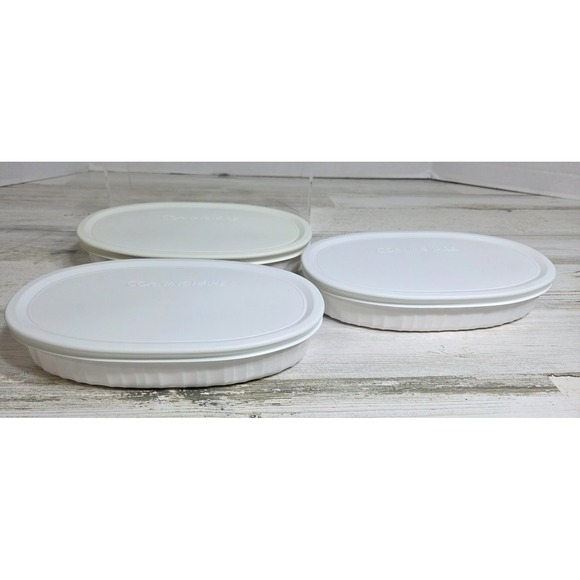 Corningware Other - Vintage Corningware French White F-23-B Casserole Dishes 700ML Oval with Lids